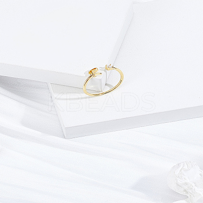 1Pc Letter Brass Rhinestone Open Cuff Rings for Women AJEW-LP0004-47R-G-1