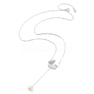 925 Sterling Silver with Shell Necklaces STER-Z009-14P-1