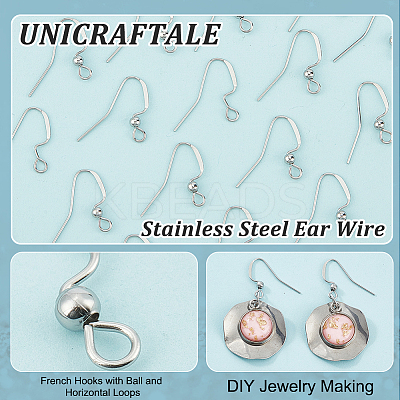 100Pcs 304 Stainless Steel Ear Wire STAS-UN0054-32-1