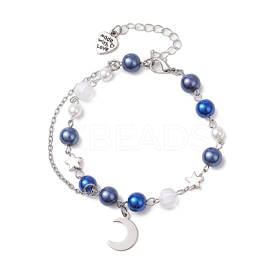 2Pcs Glass & Acrylic Beads Charm Bracelets BJEW-JB11411-1