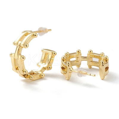 Brass Half Hoop Earrings EJEW-A056-08G-1