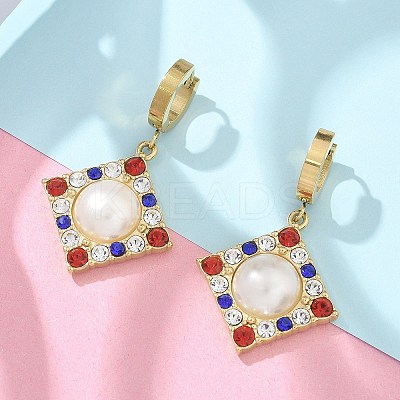 Ion Plating(IP) 304 Stainless Steel Rhombus Hoop Earrings EJEW-A119-11G-1