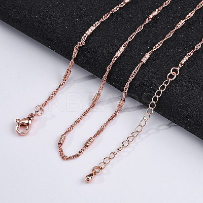 Brass Singapore Chains Necklaces for Women NJEW-D302-04RG-1