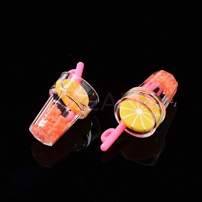 Imitation Fruit Tea Resin Pendants X-CRES-S359-31F-1