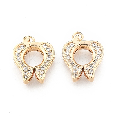 Brass Micro Pave Clear Cubic Zirconia Twister Clasp KK-N232-513-1