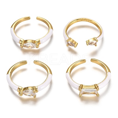 Brass Enamel Cuff Rings RJEW-C100-35G-A-1