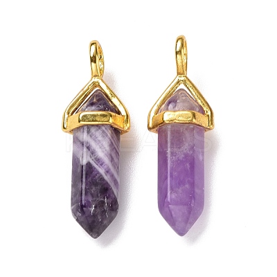 Natural Amethyst Pointed Pendants G-K329-34G-1