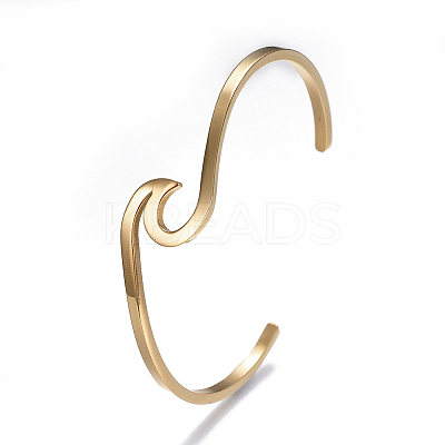Ion Plating(IP) 304 Stainless Steel Cuff Bangles LS-BJEW-G611-01G-1