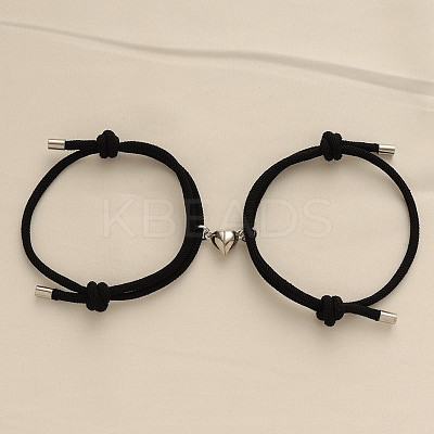 Alloy Heart-shaped Magnetic Braided Rope Bracelets for Couple Girlfriends WG59636-01-1