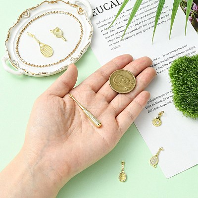 6Pcs 6 Styles Brass Micro Pave Cubic Zirconia Pendants KK-CJ0003-30-1