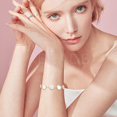 2Pcs Natural Keshi Pearl Link Bracelets for Women BJEW-UN00016-1