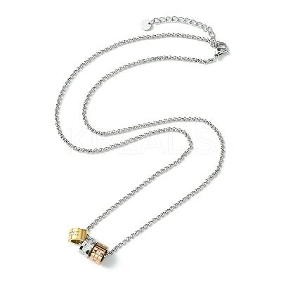 Rings 304 Stainless Steel with Rhinestone Pendant Necklace with Rolo Chains AJEW-Z025-02-1