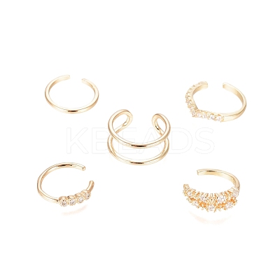 Brass Micro Pave Cubic Zirconia Cuff Earrings EJEW-G270-01G-1