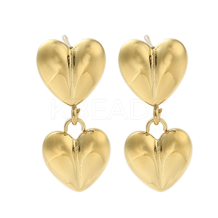 304 Stainless Steel Heart Stud Earrings for Women EJEW-U020-23G-1