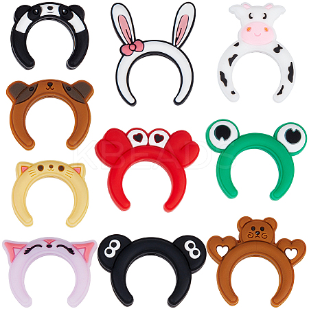 20Pcs 10 Styles Cartoon Animal Silicone Beads SIL-SC0002-93-1