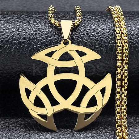 201 Stainless Steel Viking Triquetra Knot Pendant Necklaces NJEW-H065-06G-1