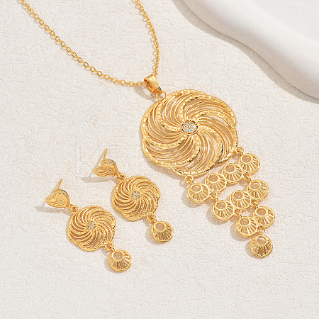 Simple and Stylish 18K Gold Plated Brass Flower Pendant Necklace & Stud Earrings Set for Women JN4513-1