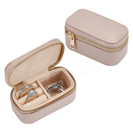 Portable Travel Rectangle PU Leather Jewelry Set Storage Zipper Boxes LBOX-WH0007-001B-1