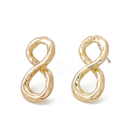 Brass Number Stud Earrings with 925 Sterling Silver Pins for Women LS-EJEW-A077-01H-1