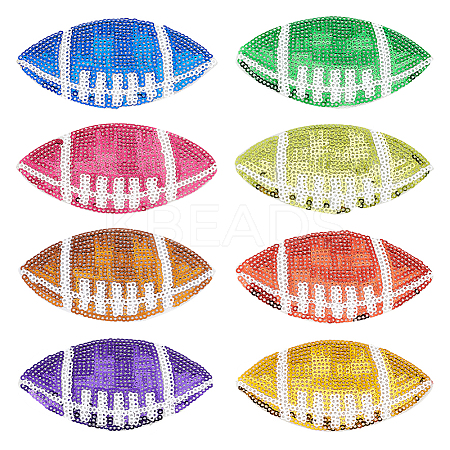 8Pcs 8 Colors PET Paillette Embroidered Cloth Sew on Patches PATC-FG0001-89-1