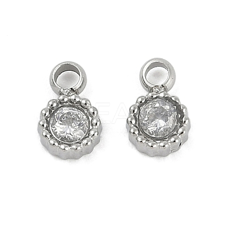 304 Stainless Steel Micro Pave Cubic Zirconia Pendants STAS-I325-024P-1