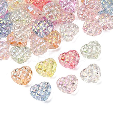 UV Plating Transparent Crackle Acrylic Beads OACR-G052-10D-1