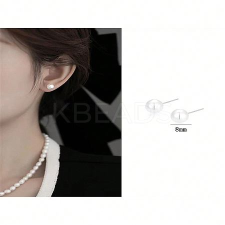 Elegant Vintage Style 999 Silver Faux Pearl Stud Earrings for Women ES4450-1-1