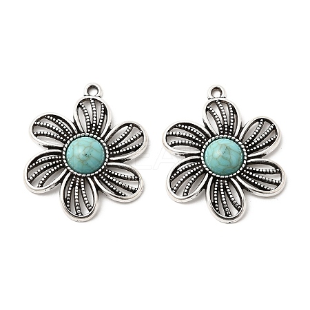 Tibetan Style Alloy & Acrylic Pendants FIND-B058-04AS-01-1