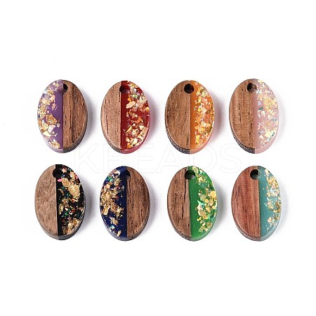 Opaque Resin and Walnut Wood Pendants RESI-T060-04M-1