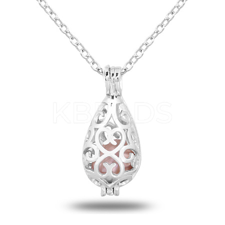 Imitation Pearl Cage Pendant Necklace MAND-PW0001-90C-1