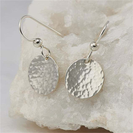 Hammered Textured Flat Round Alloy Dangle Earrings FS-WG8537A-01-1