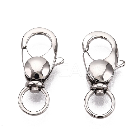 Tarnish Resistant Polished 316 Surgical Stainless Steel Lobster Claw Swivel Clasps STAS-R072-30-1