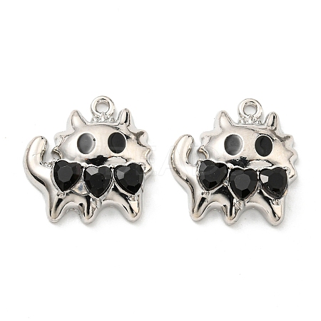 Rack Plating Alloy Enamel with Rhinestone Pendants PALLOY-K010-40P-1
