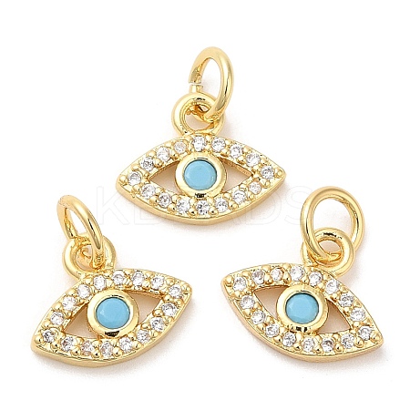 Eco-Friendly Brass Micro Pave Cubic Zirconia Charms ZIRC-F083-018G-01-RS-1