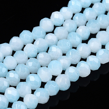 Two-Tone Imitation Jade Glass Beads Strands GLAA-T033-01A-05-1