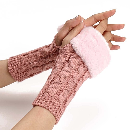 Acrylic Fibers Knitting Fingerless Gloves PW-WG53A2A-06-1