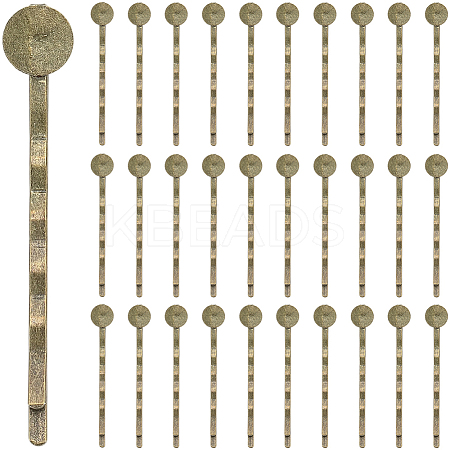 80Pcs Alloy Hair Bobby Pin Cabochon Settings FIND-SC0021-62-1