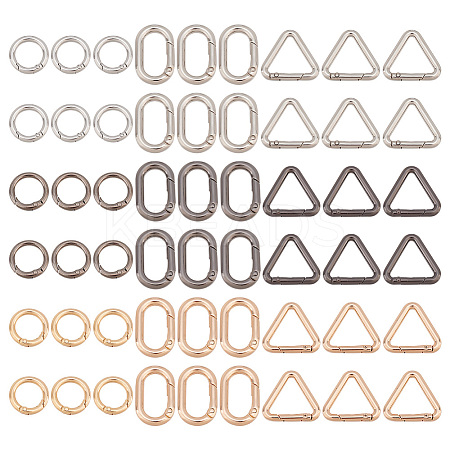 54Pcs 9 Styles Alloy Spring Gate Rings FIND-GO0002-54-1