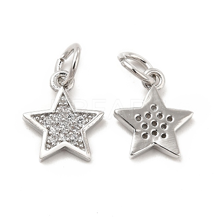 Brass Micro Pave Cubic Zirconia Charms KK-E068-VB247-1