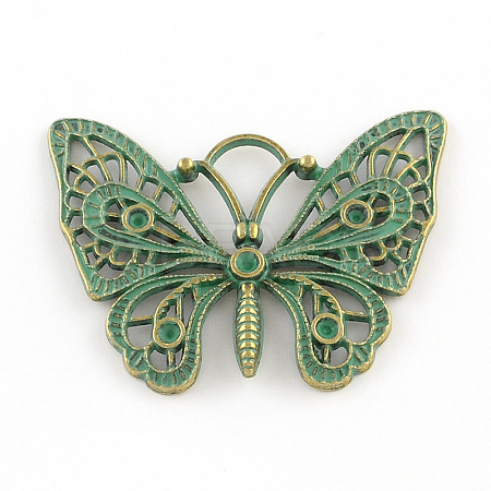 Butterfly Zinc Alloy Pendants PALLOY-R065-069-FF-1