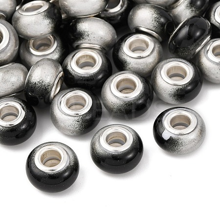 Two Tone Opaque Resin Rondelle European Beads RESI-Z046-02H-1