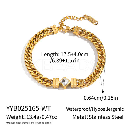Vintage Rhombus Cubic Zirconia Link Bracelets NQ3900-2-1