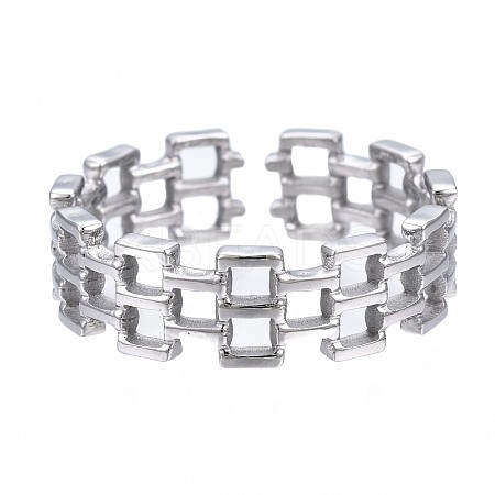 Non-Tarnish 304 Stainless Steel Square Open Cuff Ring RJEW-T023-15P-1