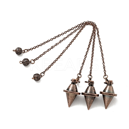 Brass Cable Chain Pointed Dowsing Pendulums HJEW-D004-04R-1