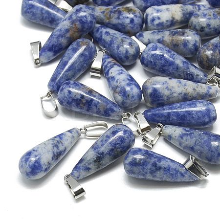 Natural Blue Spot Jasper Pendants G-T081-13-1