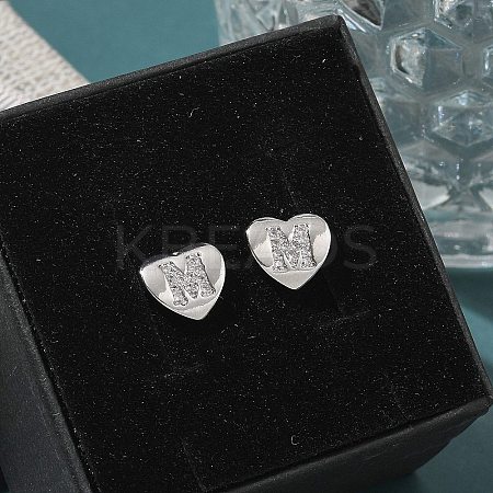 Rack Plating Brass Micro Pave Clear Cubic Zirconia Stud Earrings EJEW-K299-01P-M-1