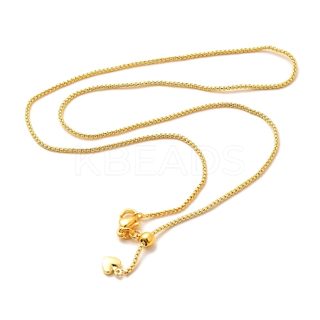 1mm Rack Plating Brass Box Chain Adjustable Slider Necklaces for Women Men MAK-L044-08G-1