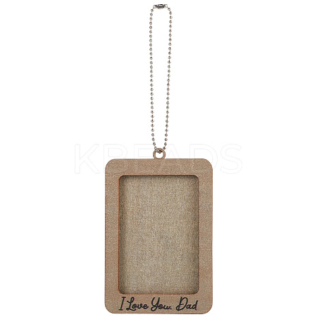 Rectangle with Word I Love You Dad Wood Hanging Photo Frame HJEW-SP0001-19A-1