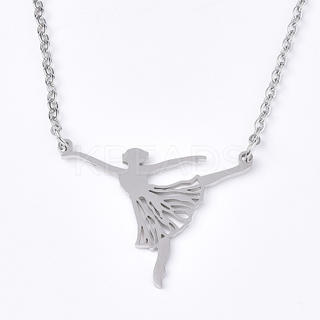 Non-Tarnish 201 Stainless Steel Pendant Necklaces NJEW-T009-JN110-1-40-1