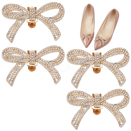 4Pcs Alloy Crystal Rhinestone Wedding Shoe Decorations FIND-CP0002-06KCG-1